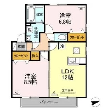 リビングタウン鳴門 B棟 B101の間取り図