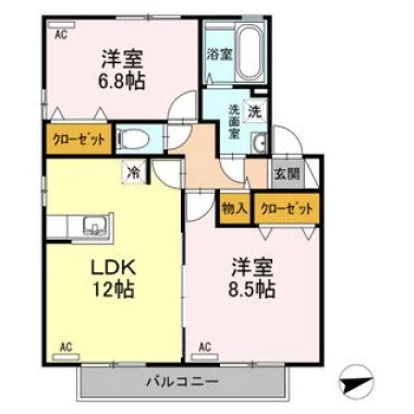 リビングタウン鳴門 B棟 B202の間取り図