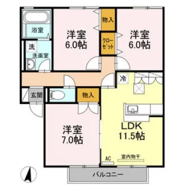 プレミール A棟 A102の間取り図