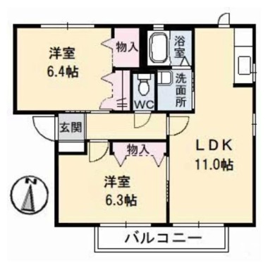 シャーメゾン石井 A棟 101の間取り図