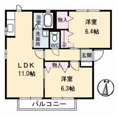 シャーメゾン石井 A棟 202の間取り図