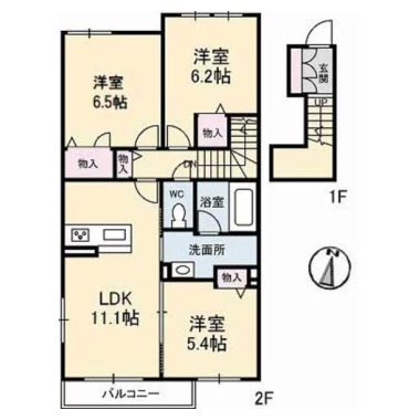 プロヌーブ松茂 202の間取り図