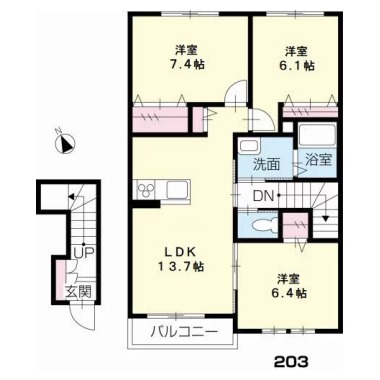 リラフォート北島 203の間取り図