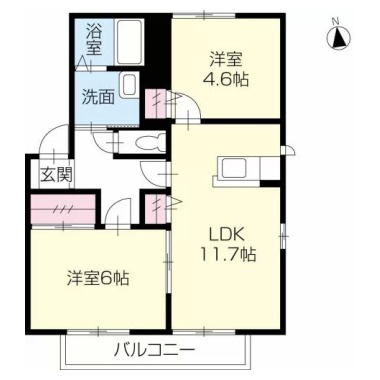 ドミール富永 B棟 105の間取り図