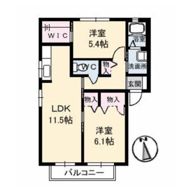 シャーメゾン小松島 A棟 101の間取り図