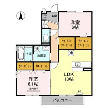 サンフラワー ガーデン A棟 A205の間取り図