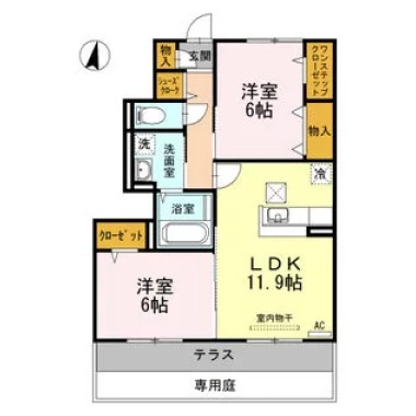 モンプリミエ ルラシオン II 102の間取り図