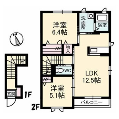 ヒルサイドコート F棟 216の間取り図