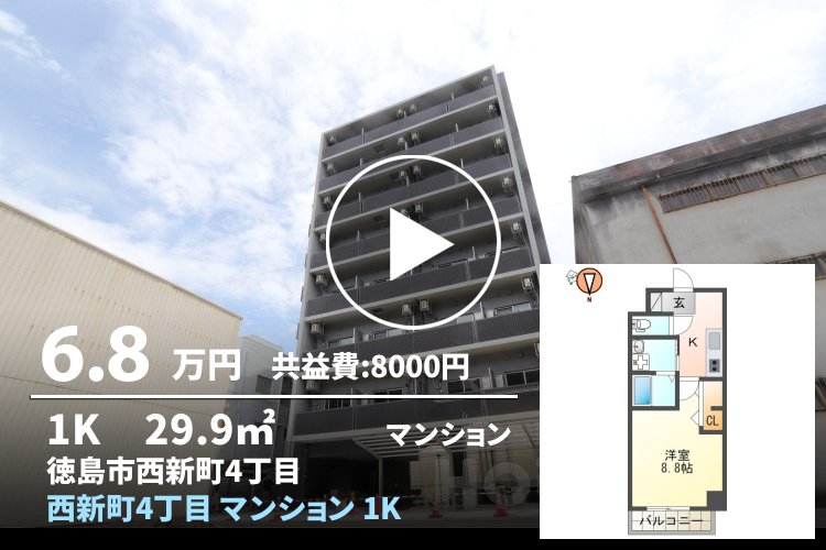 西新町4丁目 マンション 1K 505