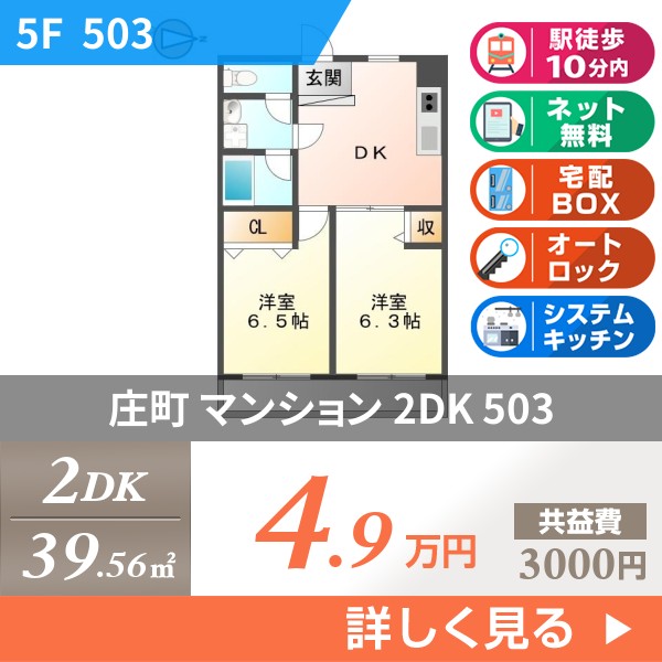 庄町 6階建マンション 1995年築 503