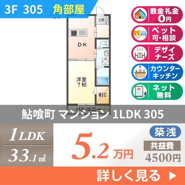 鮎喰町 3階建マンション 2019年築 305