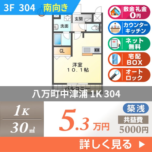 八万町中津浦 3階建マンション 2019年築 304