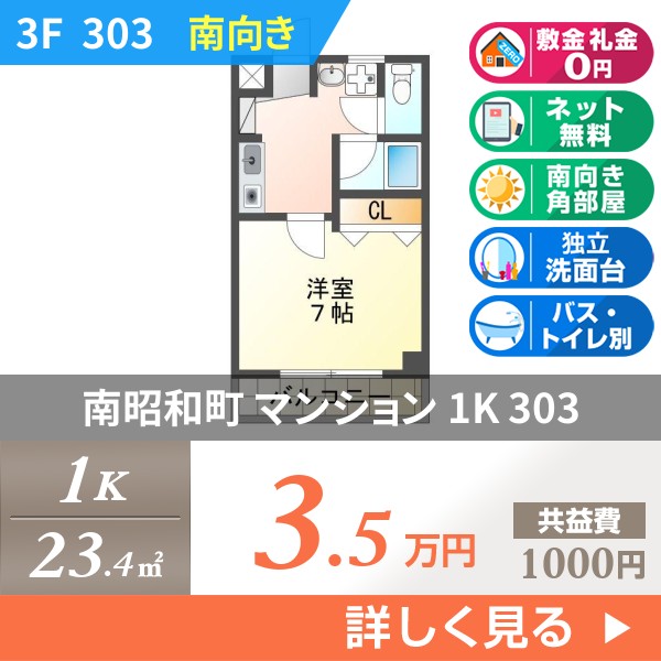 南昭和町 3階建マンション 2005年築 303