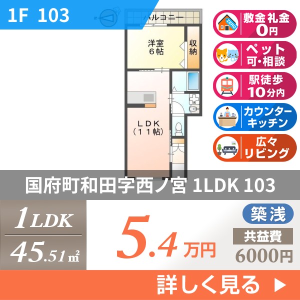 国府町和田字西ノ宮 アパート 1LDK 103