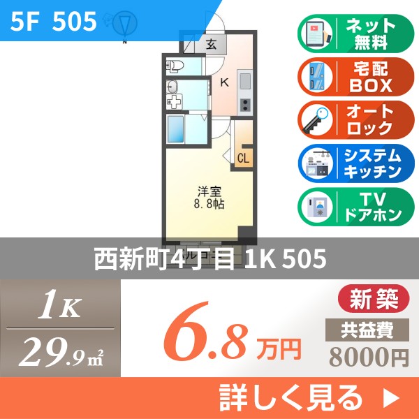 西新町 8階建マンション 2024年築 505