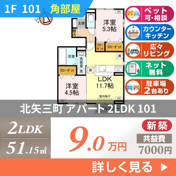 北矢三町 2階建アパート 2025年築 101