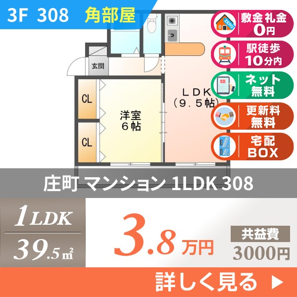 庄町 3階建マンション 1990年築 308