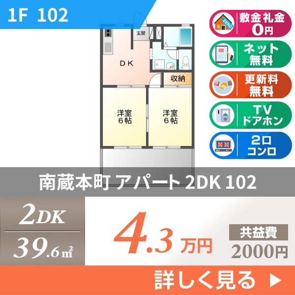 南蔵本町 2階建アパート 1996年築 102