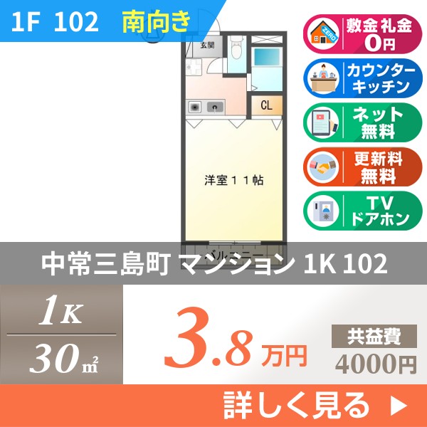 中常三島町 4階建マンション 1998年築 102