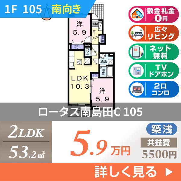 ロータス南島田C 105