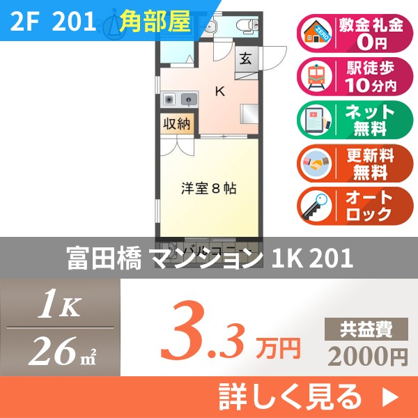 富田橋 3階建マンション 1989年築 201