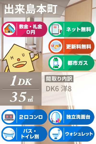 出来島本町 マンション 1DK 402のお部屋の特徴