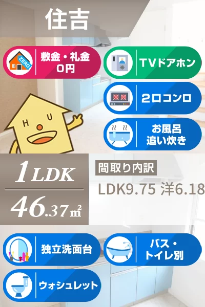 住吉 アパート 1LDK II-1のお部屋の特徴