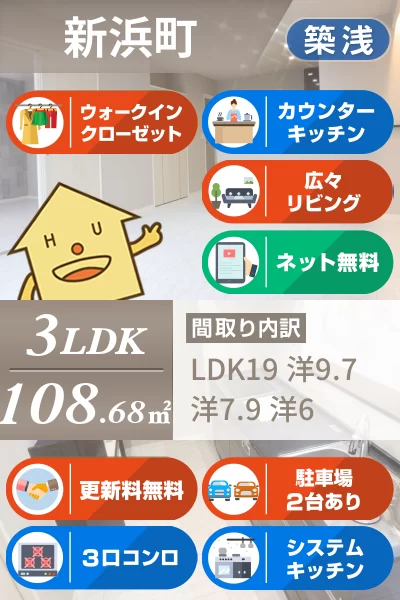 新浜町 アパート 3LDK Bのお部屋の特徴