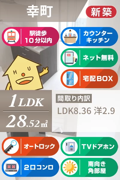 幸町 マンション 1LDK 201のお部屋の特徴