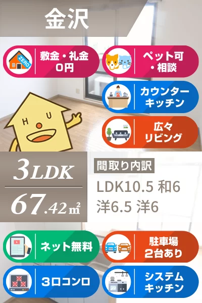 金沢 アパート 3LDK 101のお部屋の特徴