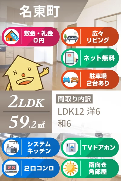 名東町 アパート 2LDK B102のお部屋の特徴