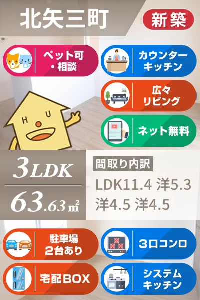 北矢三町 アパート 3LDK 201のお部屋の特徴