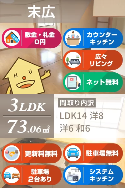 末広 アパート 3LDK 204のお部屋の特徴