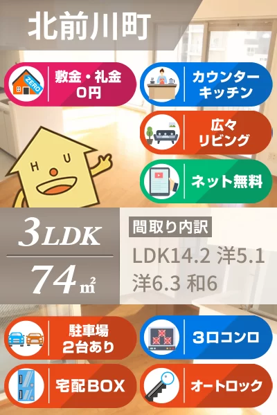 北前川町 マンション 3LDK 701のお部屋の特徴