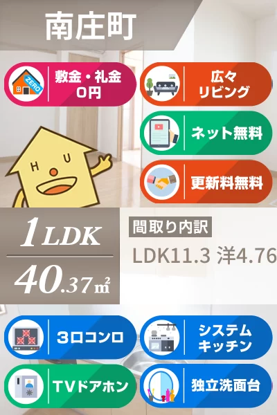 南庄町 アパート 1LDK 102のお部屋の特徴