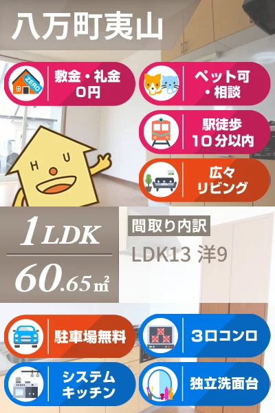 八万町夷山 アパート 1LDK A-3のお部屋の特徴